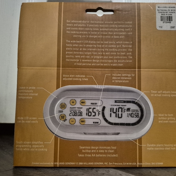 Williams Sonoma Digital Roasting Thermometer - White and Silver - Picture 3 of 3